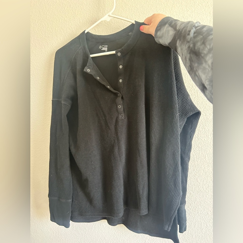 Aerie Waffle Long Sleeve Never Worn Black Large
